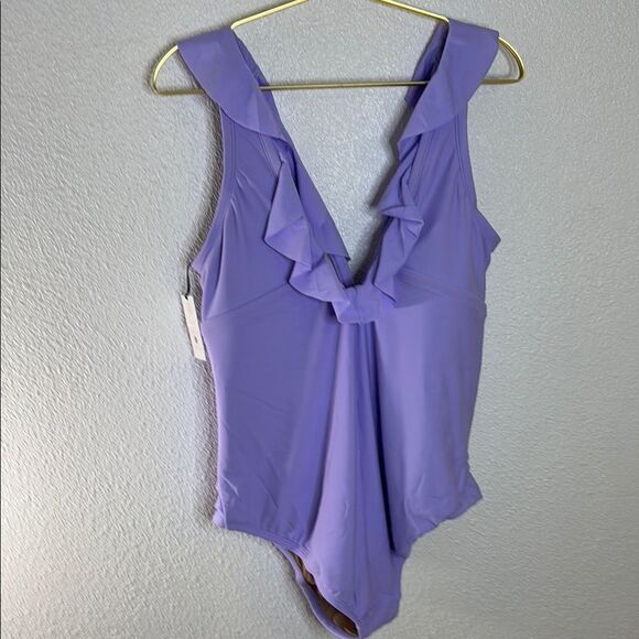 NWT- Shade & Shore-Lavender Ruffle One-Piece Swimsuit- Size 18 - Picture 6 of 10